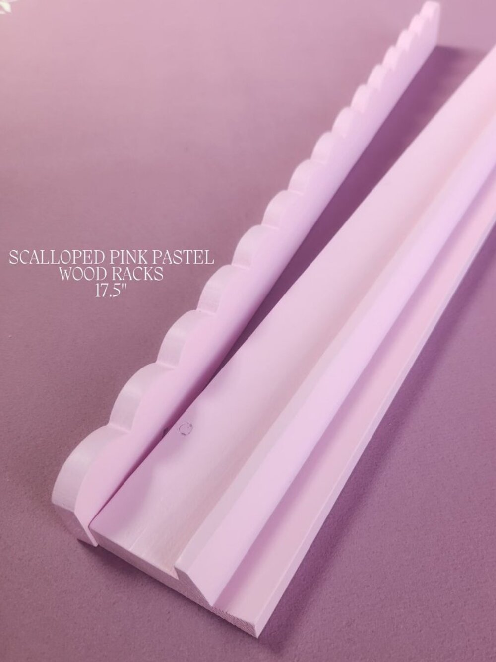Scalloped Wood Mah Jongg Racks with Pushers - Pastel Pink 17.5" (Set of 4)